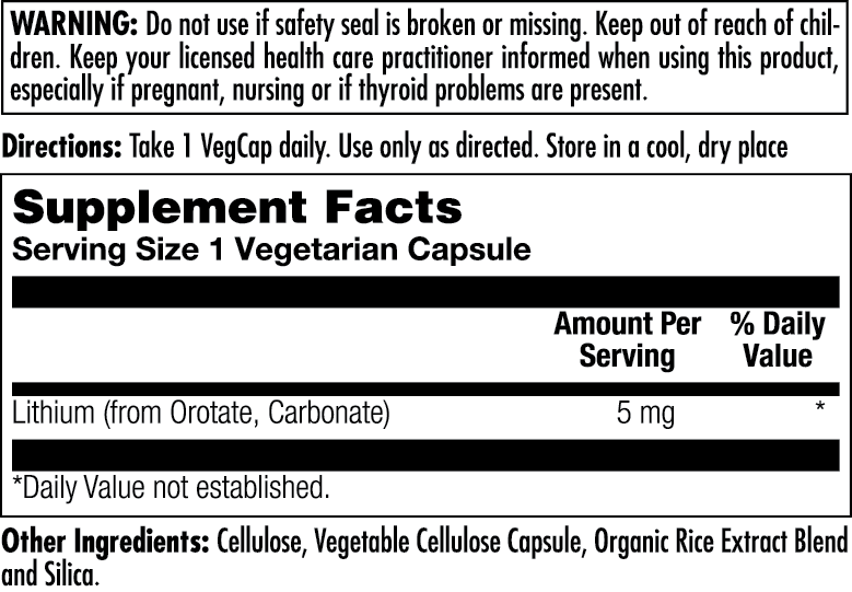 Lithium Orotate Vegcaps 5mg