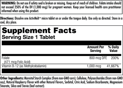 Folic Acid Methyl B-12 ActivMelt® Instant Dissolve Tablets